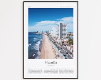Mazatlán Color Print, Mazatlán Real Photo Poster, Mazatlan Travel Poster Gift, Sinaloa, Mexico Travel poster, Minimal City Print