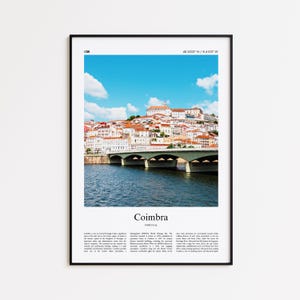 Impression couleur Coimbra, affiche photo réelle de Coimbra, cadeau d&#39;affiche de voyage à Coimbra, affiche de voyage au Portugal, impression ville minimale, impression d&#39;art mural