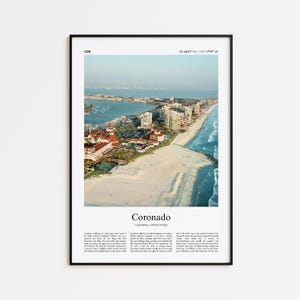Coronado kleurenafdruk, Coronado echte fotoposter, Coronado reisposter cadeau, reisposter Californië, Verenigde Staten, VS, reisposter, Minimal Print