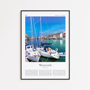 Weymouth Color Print, Weymouth Real Photo Poster, Weymouth Travel Poster Gift, United Kingdom Travel poster, Minimal City Print