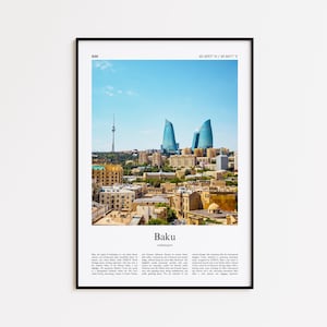 Baku Color Print, Baku Real Photo Poster, Baku Travel Poster Gift, Azerbaijan Travel poster, Minimal City Print, Wall Art Print