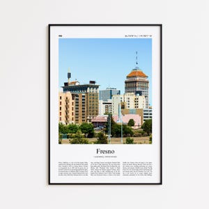Fresno Color Print, Fresno Real Photo Poster, Fresno Travel Poster Gift, California, United States, USA Travel poster, Minimal City Print