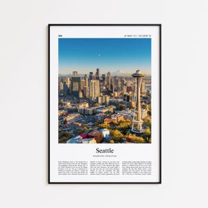Seattle Color Print, Seattle Real Photo Poster, Seattle Travel Poster Gift, Washington, United States, USA Travel poster, Minimal City Print
