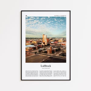Lubbock Color Print, Lubbock Real Photo Poster, Lubbock Travel Poster Gift, Texas, United States, USA Travel poster, Minimal City Print