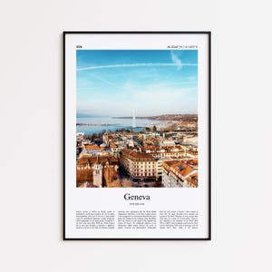 Geneva Color Print, Geneva Real Photo Poster, Geneva Travel Poster Gift, Switzerland Travel poster, Minimal City Print, Wall Art Print