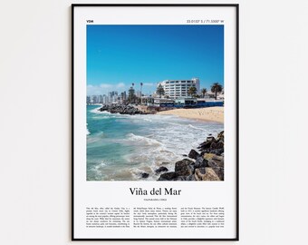 Viña del Mar Farbdruck, Viña del Mar Real Photo Poster, Vina del Mar Reise Poster Geschenk, Valparaíso, Chile Reiseplakat, Minimal Print
