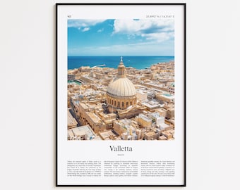 Valletta Color Print, Valletta Real Photo Poster, Valletta Travel Poster Gift, Malta Travel poster, Minimal City Print, Wall Art Print