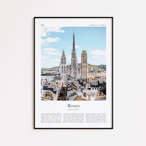 Rouen Color Print, Rouen Real Photo Poster, Rouen Travel Poster Gift, Normandy, France Travel poster, Minimal City Print, Wall Art Print