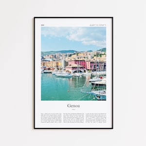 Genoa Color Print, Genoa Real Photo Poster, Genoa Travel Poster Gift, Italy Travel poster, Minimal City Print, Wall Art Print