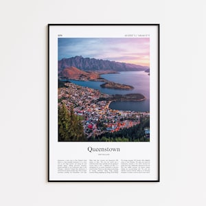 Queenstown Color Print, Queenstown Real Photo Poster, Queenstown Travel Poster Gift, New Zealand Travel poster, Minimal City Print