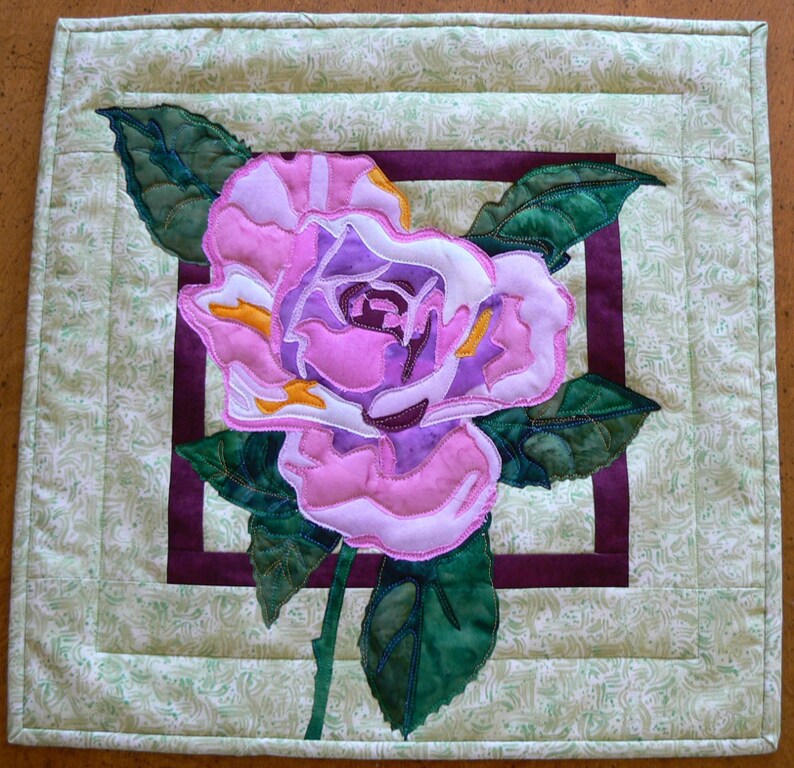 Rose Applique Wall Hanging image 1