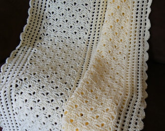 Bouquet of Shells Crocheted Afghan in Buttery Yellow