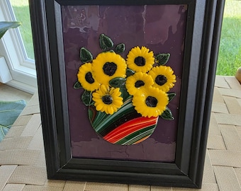 Sunflower Glass Art Fused Glass, Yellow Flower Wall Hanging, Sunflower Home Decor