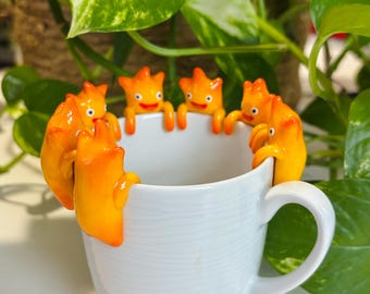 Handmade "Calcifer" tea bag holder