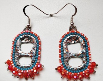 Sunset can tab beaded earring