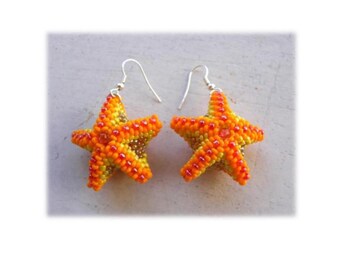 Beaded Starfish Earrings PDF  tutorial in ENGLISH