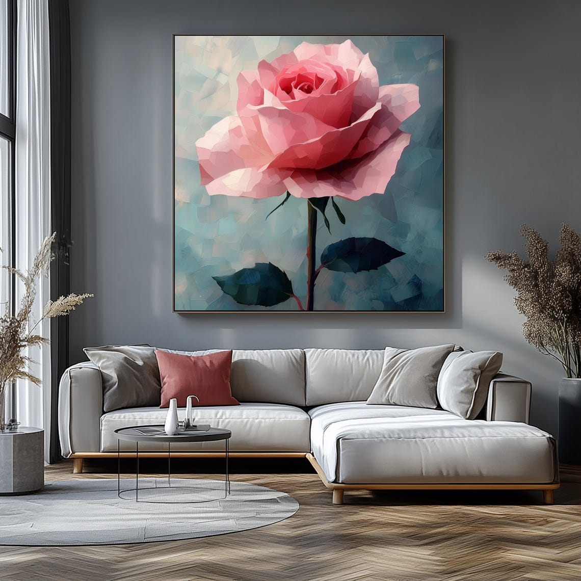 Pink Rose Art Print Set: Abstract Floral Home Decor (digital Download ...