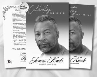 Minimalist Funeral Program Template: 4-Page Memorial Personalization (Canva PDF)