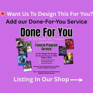 Plantilla de programa funerario de rosas negras y rosadas: PDF Canva conmemorativo editable de 8 páginas imagen 2