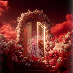 Plantilla de fondo conmemorativa de las Puertas Celestiales Rojas (Descarga digital)