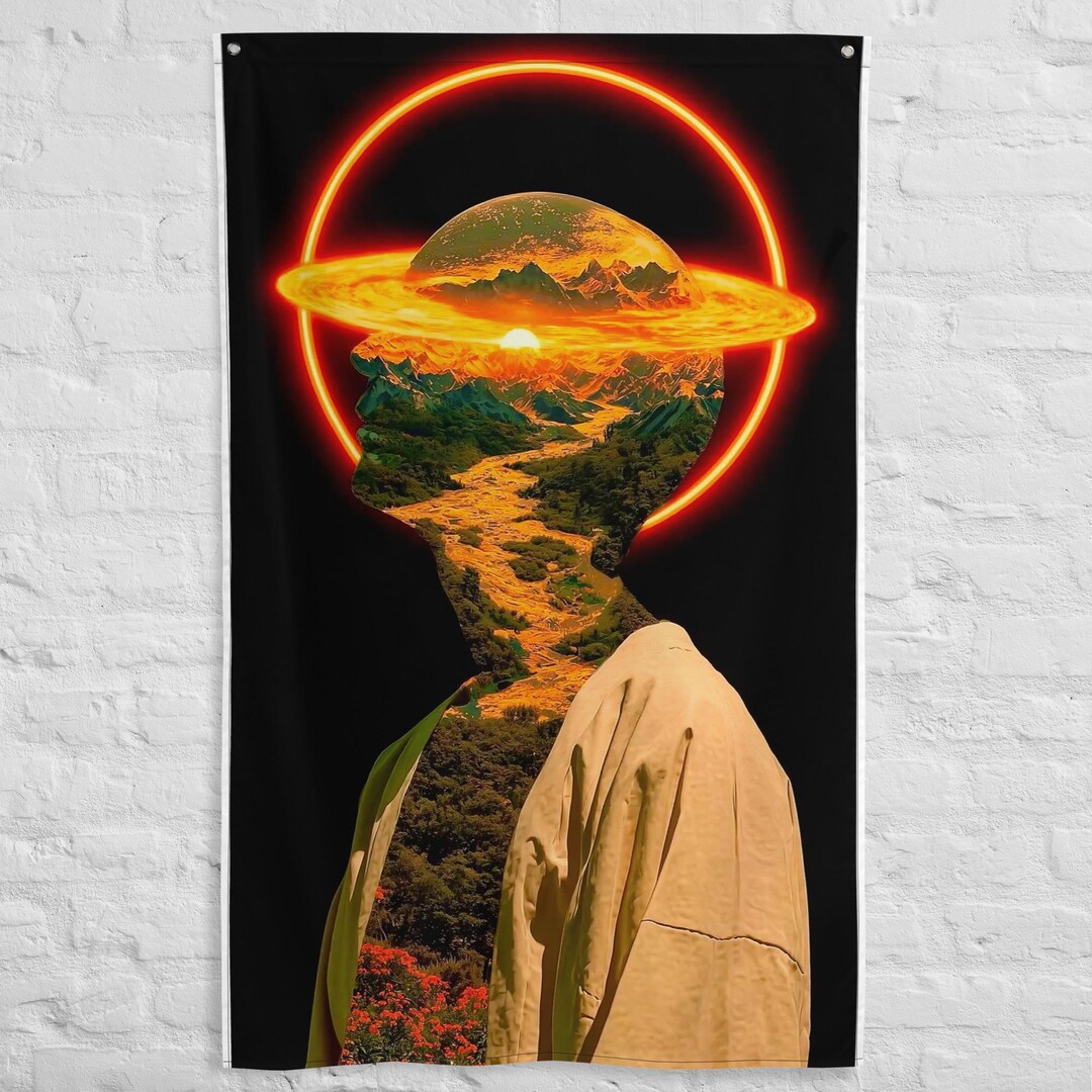 Surrealist Universe Art Flag – Cosmic Vision Wall Decor – Psychedelic ...