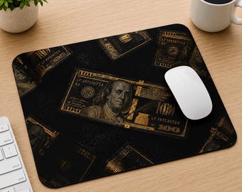 Tapis de Souris Dollar Noir et Or | Mouse Pad Motivation Argent & Succès | Desk Mat Business, Trading, Crypto, Bureau Entrepreneur