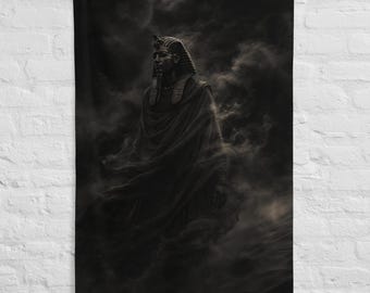 Drapeau Pharaon Noir – Décoration Murale Mystique & Puissance – Art Égyptien Ancien – Wall Art Mindset Royal