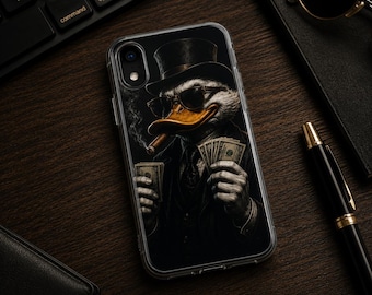 Coque iPhone Canard Millionnaire | Coque Motivation Argent & Succès | Duck Gangster Money | Accessoire Entrepreneur  Business