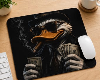 Tapis de Souris Canard Millionnaire | Mouse Pad Motivation Argent & Succès | Bureau Gamer Noir | Cadeau Entrepreneur Business