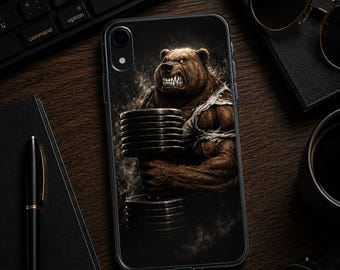 Coque iPhone Ours Musculation | Bear Gym Motivation | Coque Fitness Bodybuilding | Protection Smartphone Sport | Cadeau Musculation Homme