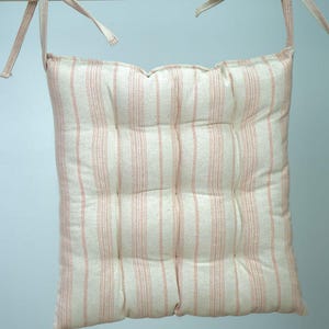 Rustic Cotton Chair Cushion with Ties – Farmhouse Seat Pad for Dining Chairs, Benches, or Kitchen Decor, Cotton Seat Cushions