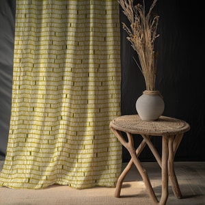 Rustic Linen Curtains – Farmhouse Window Drapes, Retro Kitchen or Living Room Curtain, Custom Size, Door Curtain, Valance, Natural Fabric