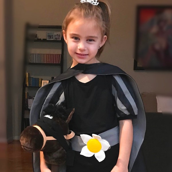 SEWING PATTERN. Princess in Black Magnolia Costume. Cape and Belt. Video Tutorial. Instant Download. Halloween. Book Character Day.