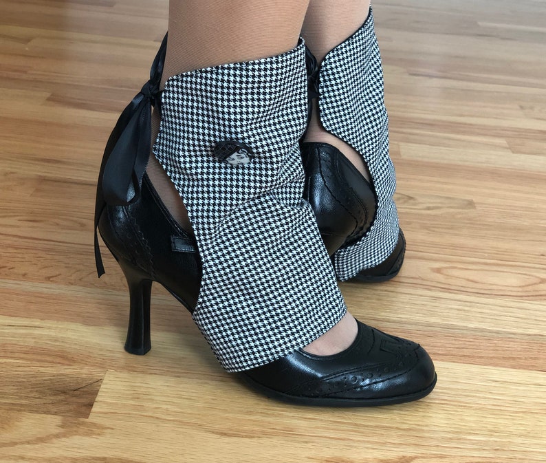 Black and White Houndstooth Spats. Handmade. OOAK - Etsy