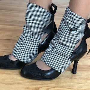Black and White Houndstooth Spats. Handmade. OOAK