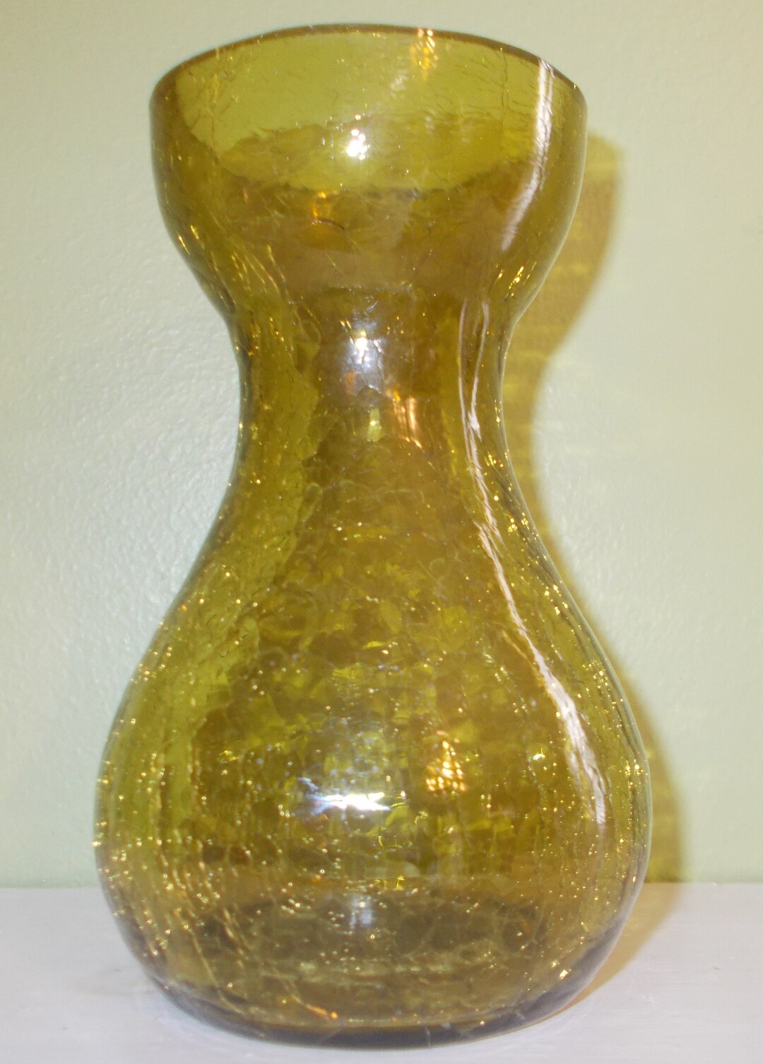 Vintage Crackled Glass Flower Bud Vase Harvest Gold 5.5 Etsy