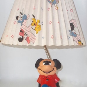 Vintage 1984 Mickey Mouse Nursery Table Lamp w/Night Light Walt Disney Company