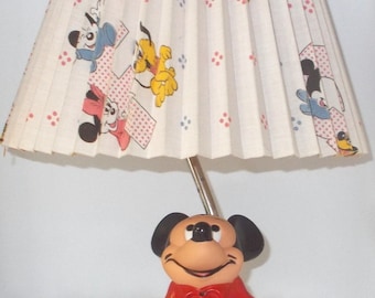 Vintage 1984 Mickey Mouse Nursery Table Lamp w/Night Light Walt Disney Company