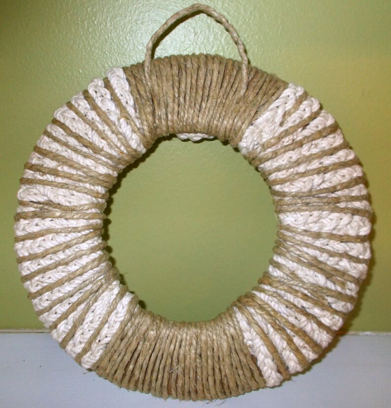 Rope Twine Round Braided Wreath & Flower Country Cottage Chic Etsy