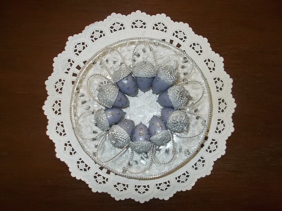 10 Decorative Acorn Bowl Fillers Purple And Silver In Glass Etsy