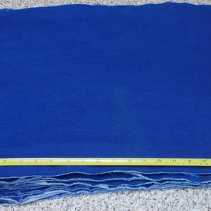 Lot of 32 Fabric Pieces Navy Blue Polyester Knit Fabric Brushed White Backing Vintage 80s