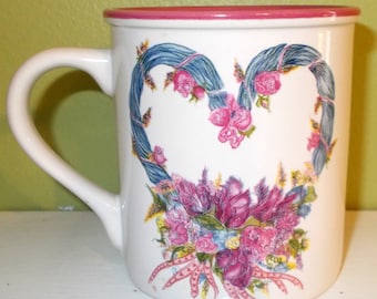 Valentine Mug Vintage 1988 Potpourri Press Pastel Florals 3.5" Tall
