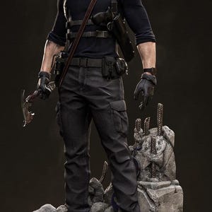 Leon Kennedy et le raton laveur / Peint à la main / Requiem Resident Evil / Statue de collection en résine