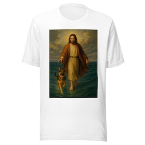 JEZUS and His DUITSE SHEPHARD - T-shirt uniseks