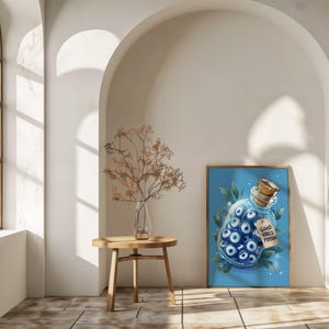 Arte mural con poción de buenas vibras / Impresión digital con efecto de mal de ojo / Póster imprimible de energía positiva para protección y decoración del hogar