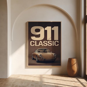 Poster vintage Porsche 911 - Stampa artistica da parete retrò per appassionati di auto, decorazione per garage, caverna o ufficio - Download digitale