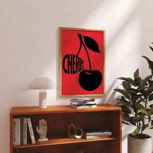 Cherry Wall Art Printable | Red Fruit Kitchen Decor | Vintage Cherry Poster | Digital Download Botanical Print | Kitchen Art