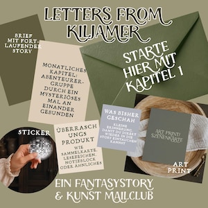 Fantasy Mail Club Letters from Kiljamar - Monthly letter with ongoing fantasy story and hand-drawn art. ROMANTASY LETTER