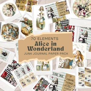 Plus de 50 articles pour journaux indésirables Alice au pays des merveilles, téléchargement numérique instantané, impression papier pour fête, cartes postales, scrapbooking, projets artistiques
