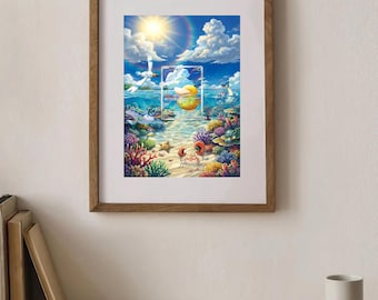 Psyduck 199/193 AR Mega Dreams Obra de arte digital de pantalla extendida 6,945 x 10,459 pulgadas